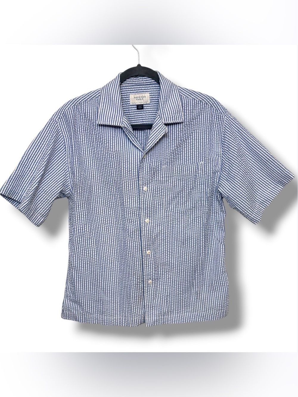 Women’s size XS Preppy Indie Camp Shirt Seersucker Button Down Top